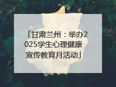 甘肃兰州：举办2025学生心理健康宣传教育月活动