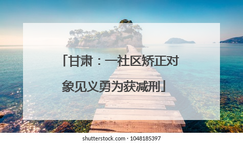 甘肃：一社区矫正对象见义勇为获减刑