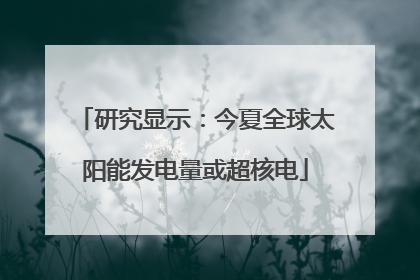 研究显示：今夏全球太阳能发电量或超核电