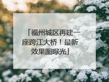福州城区再建一座跨江大桥！最新效果图曝光