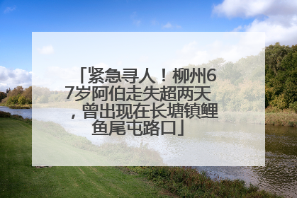 紧急寻人！柳州67岁阿伯走失超两天，曾出现在长塘镇鲤鱼尾屯路口