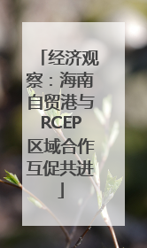 经济观察：海南自贸港与RCEP区域合作互促共进