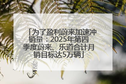 为了盈利蔚来加速冲销量：2025年第四季度蔚来、乐道合计月销目标达5万辆