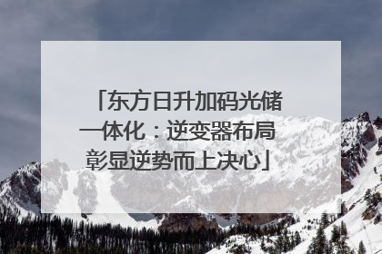 东方日升加码光储一体化：逆变器布局彰显逆势而上决心