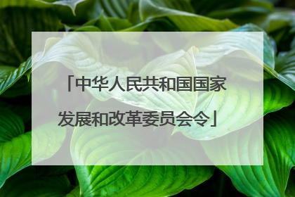 中华人民共和国国家发展和改革委员会令