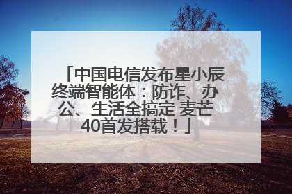 中国电信发布星小辰终端智能体：防诈、办公、生活全搞定 麦芒40首发搭载！