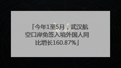今年1至5月，武汉航空口岸免签入境外国人同比增长160.87%