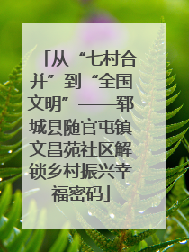 从“七村合并”到“全国文明”——郓城县随官屯镇文昌苑社区解锁乡村振兴幸福密码