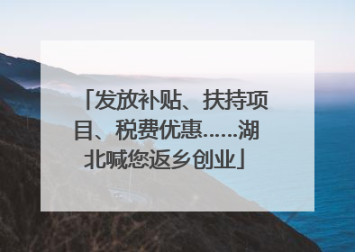 发放补贴、扶持项目、税费优惠……湖北喊您返乡创业