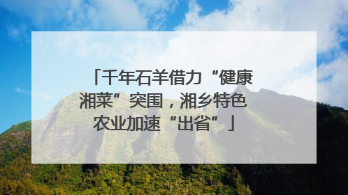 千年石羊借力“健康湘菜”突围，湘乡特色农业加速“出省”