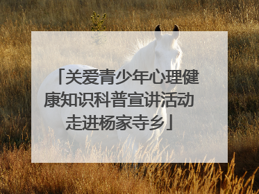 关爱青少年心理健康知识科普宣讲活动走进杨家寺乡