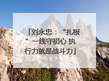 刘永忠：“扎根”一线守初心 执行力就是战斗力