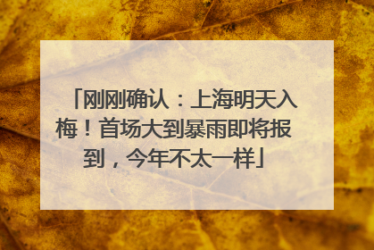 刚刚确认：上海明天入梅！首场大到暴雨即将报到，今年不太一样