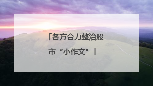 各方合力整治股市“小作文”
