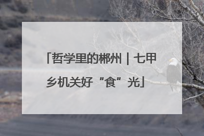 哲学里的郴州｜七甲乡机关好“食”光