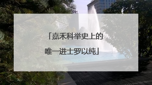 嘉禾科举史上的唯一进士罗以纯