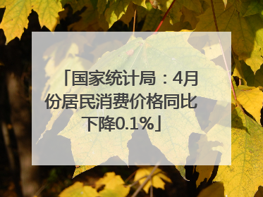 国家统计局：4月份居民消费价格同比下降0.1%