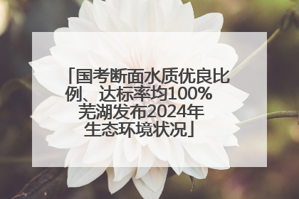 国考断面水质优良比例、达标率均100% 芜湖发布2024年生态环境状况