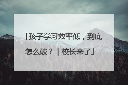 孩子学习效率低，到底怎么破？｜校长来了