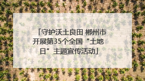 守护沃土良田 郴州市开展第35个全国“土地日”主题宣传活动