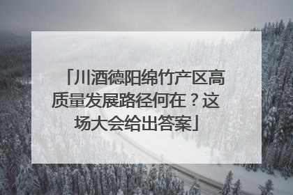川酒德阳绵竹产区高质量发展路径何在？这场大会给出答案
