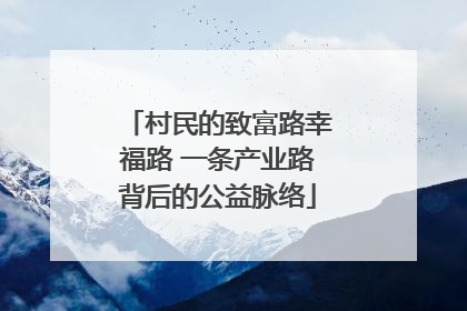 村民的致富路幸福路 一条产业路背后的公益脉络
