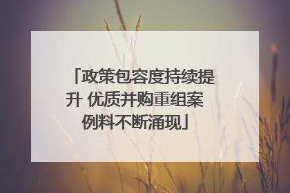 政策包容度持续提升 优质并购重组案例料不断涌现