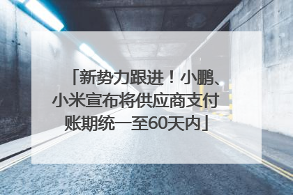 新势力跟进！小鹏、小米宣布将供应商支付账期统一至60天内