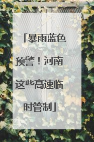 暴雨蓝色预警！河南这些高速临时管制