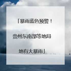 暴雨蓝色预警！贵州东南部等地局地有大暴雨