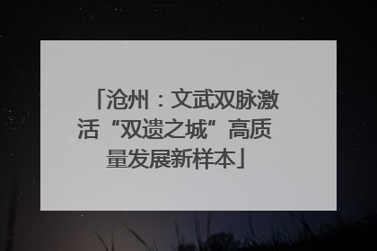 沧州：文武双脉激活“双遗之城”高质量发展新样本