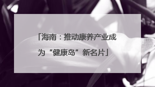 海南：推动康养产业成为“健康岛”新名片