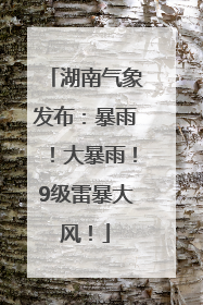 湖南气象发布：暴雨！大暴雨！9级雷暴大风！