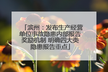 滨州：发布生产经营单位事故隐患内部报告奖励机制 明确四大类隐患报告重点
