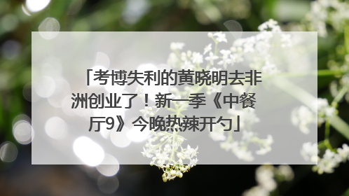 考博失利的黄晓明去非洲创业了！新一季《中餐厅9》今晚热辣开勺