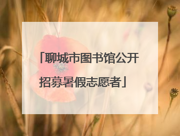 聊城市图书馆公开招募暑假志愿者