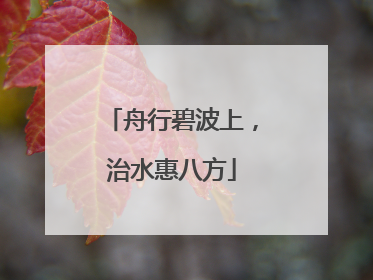 舟行碧波上，治水惠八方