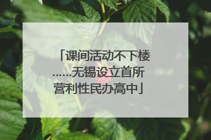 课间活动不下楼……无锡设立首所营利性民办高中