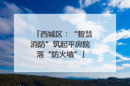 西城区：“智慧消防”筑起平房院落“防火墙”