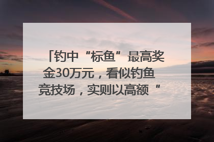 钓中“标鱼”最高奖金30万元，看似钓鱼竞技场，实则以高额“回报”作“饵”……｜今晚九点半