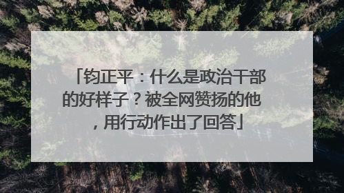 钧正平：什么是政治干部的好样子？被全网赞扬的他，用行动作出了回答