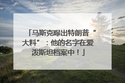马斯克曝出特朗普“大料”：他的名字在爱泼斯坦档案中！