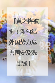黄之锋被拘！涉勾结外国势力危害国安及洗黑钱