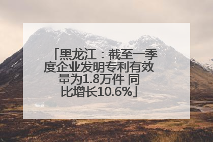 黑龙江：截至一季度企业发明专利有效量为1.8万件 同比增长10.6%