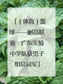 （体育）篮球——耐高联赛：广东实验中学队获男子组总冠军