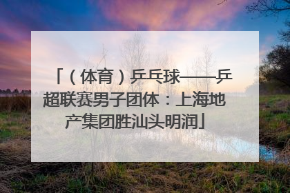 （体育）乒乓球——乒超联赛男子团体：上海地产集团胜汕头明润